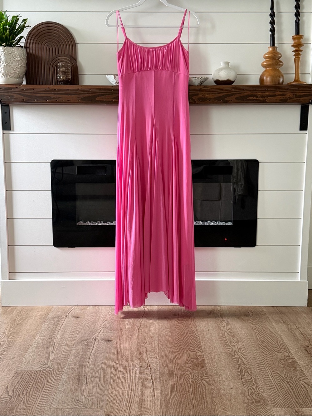 Altar'd State Hot Pink Maxi Slip Dress with Spaghetti Straps